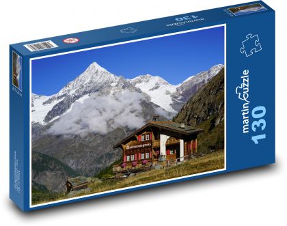 Hunting lodge in the Swiss Alps - Puzzle 130 pieces, size 28.7x20 cm 