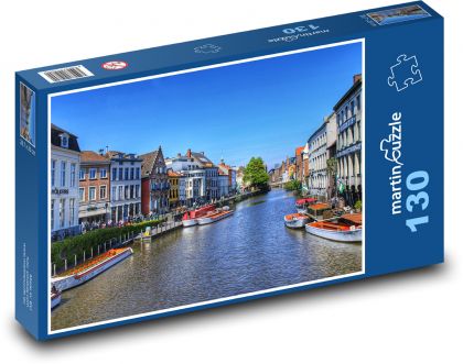 Gent, historický kanál v Belgii - puzzle 130 dílků