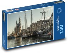 Lodě v přístavu - Holandsko Puzzle 130 dílků - 28,7 x 20 cm