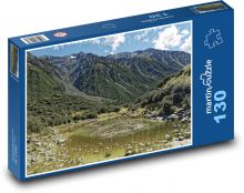 Horské údolí s jezírkem, Nový Zéland Puzzle 130 - 28,7x20 cm
