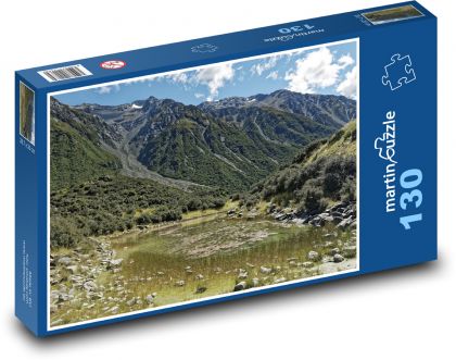 Górska dolina ze stawem, Nowa Zelandia - Puzzle 130 elementów, rozmiar 28,7x20 cm