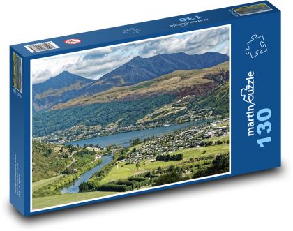 Jazero s horami na Novom Zélande - Puzzle 130 dielikov, rozmer 28,7x20 cm 