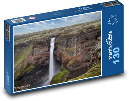 Ogromny wodospad spadający ze skały - Puzzle 130 elementów, rozmiar 28,7x20 cm