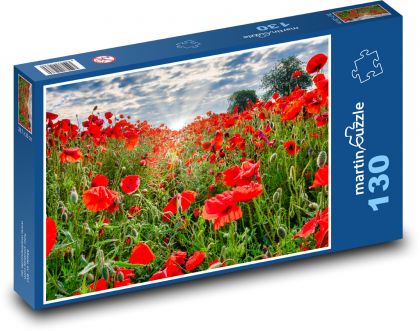 Czerwone maki - Puzzle 130 elementów, rozmiar 28,7x20 cm