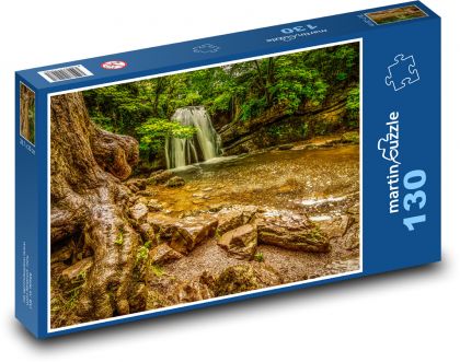 Rieka s vodopádom v lese - Puzzle 130 dielikov, rozmer 28,7x20 cm 