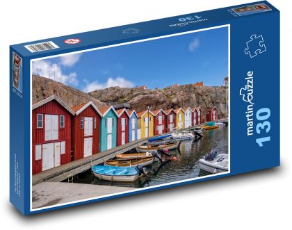 Norsko - rybářské domy - Puzzle 130 dílků, rozměr 28,7x20 cm