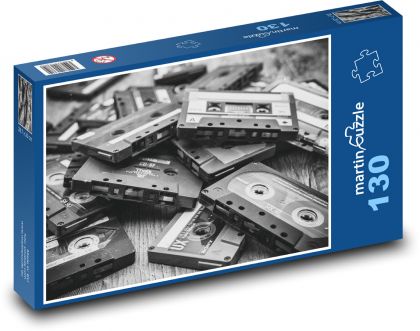 Retro kazety - Puzzle 130 dílků, rozměr 28,7x20 cm