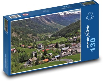 Rakousko - alpská vesnice - Puzzle 130 dílků, rozměr 28,7x20 cm