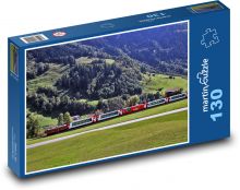 Train passing through the Swiss countryside Puzzle 130 pieces - 28.7 x 20 cm 