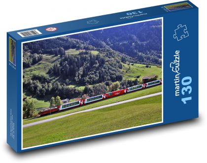 Train passing through the Swiss countryside - Puzzle 130 pieces, size 28.7x20 cm 