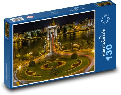 Noční Budapešť v Maďarsku - puzzle 130 dílků