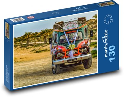 Autobus weselny - Puzzle 130 elementów, rozmiar 28,7x20 cm