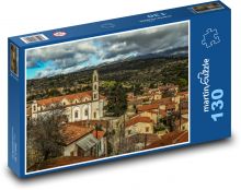 Kyperská vesnice s kostelem Puzzle 130 dílků - 28,7 x 20 cm