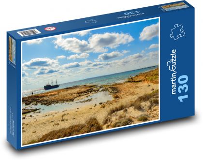Pobrežie, loď, more - Puzzle 130 dielikov, rozmer 28,7x20 cm 