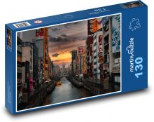 Osaka, japonské město s kanálem Puzzle 130 dílků - 28,7 x 20 cm