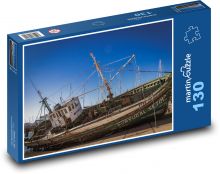 Loď na břehu Puzzle 130 dílků - 28,7 x 20 cm