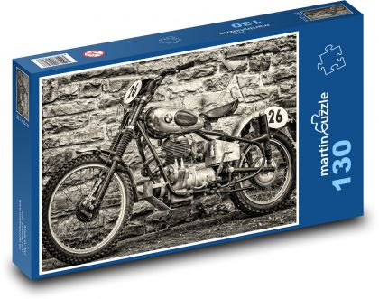 Motorka - stavba BMW - Puzzle 130 dílků, rozměr 28,7x20 cm