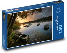 Jezioro, łodzie Puzzle 130 elementów - 28,7x20 cm