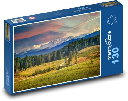 Příroda, silnice, hory - Puzzle 130 dílků, rozměr 28,7x20 cm