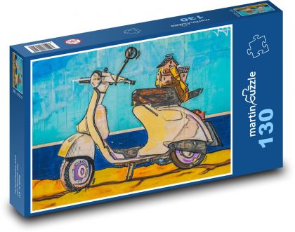 Graffiti, skuter, Vespa - Puzzle 130 elementów, rozmiar 28,7x20 cm