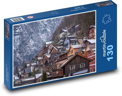 Wsie w górach - Puzzle 130 elementów, rozmiar 28,7x20 cm