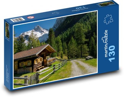 Rakousko - horská chata - Puzzle 130 dílků, rozměr 28,7x20 cm