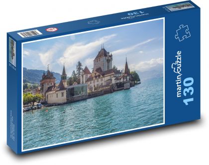 Švýcarsko - Oberhofen - Puzzle 130 dílků, rozměr 28,7x20 cm