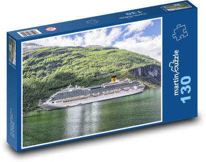 Norwegia - Fiordy, statek - Puzzle 130 elementów, rozmiar 28,7x20 cm