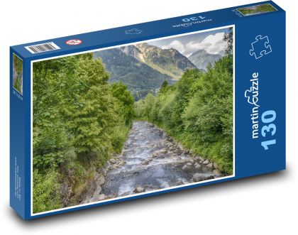Rzeka płynąca pod górami - Puzzle 130 elementów, rozmiar 28,7x20 cm