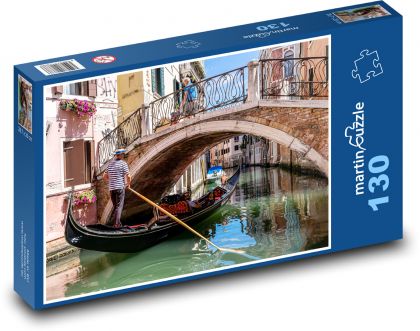 Itálie - Benátky, gondola - Puzzle 130 dílků, rozměr 28,7x20 cm