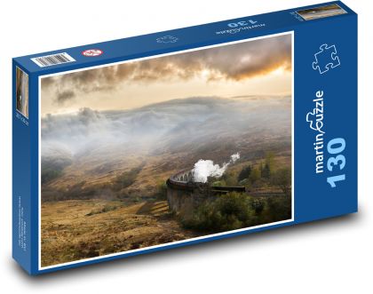 Train on a stone bridge - Puzzle 130 pieces, size 28.7x20 cm 