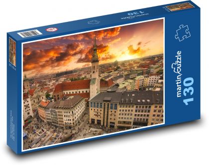 Mesto, západ slnka - Puzzle 130 dielikov, rozmer 28,7x20 cm 