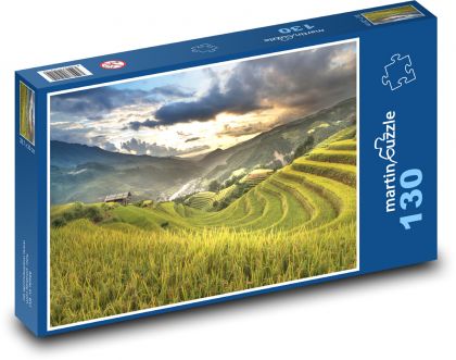 Vietnam - rýžové pole - Puzzle 130 dílků, rozměr 28,7x20 cm