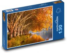 Jesień, drzewa, rzeka Puzzle 130 elementów - 28,7x20 cm