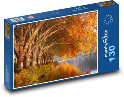 Jesień, drzewa, rzeka - Puzzle 130 elementów, rozmiar 28,7x20 cm