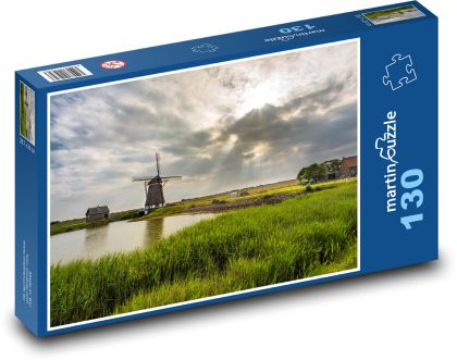 Holandia - wiatrak - Puzzle 130 elementów, rozmiar 28,7x20 cm