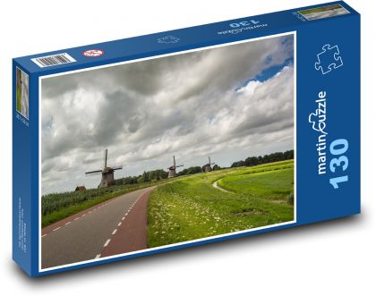 Holandsko - veterné mlyny - Puzzle 130 dielikov, rozmer 28,7x20 cm 