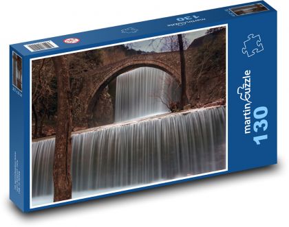 Vodopád, most - Puzzle 130 dílků, rozměr 28,7x20 cm