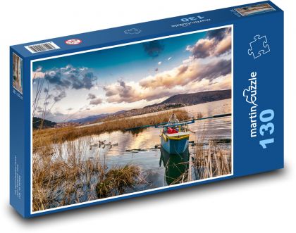 Rybárska loď na jazere - Puzzle 130 dielikov, rozmer 28,7x20 cm 