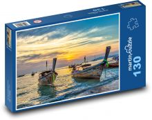 Lodě na pobřeží v Thajsku Puzzle 130 dílků - 28,7 x 20 cm