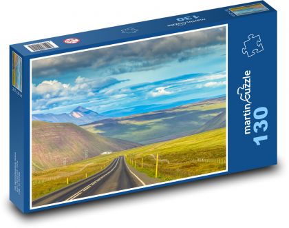 Island - hory, cesta - Puzzle 130 dílků, rozměr 28,7x20 cm