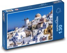 Bílé domy v Santorini, Řecko Puzzle 130 - 28,7x20 cm