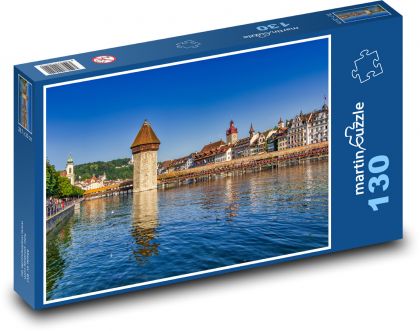 Rzeka w szwajcarskim mieście - Puzzle 130 elementów, rozmiar 28,7x20 cm