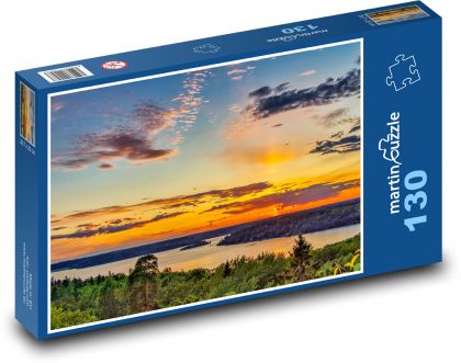 Zachód słońca nad jeziorem - Puzzle 130 elementów, rozmiar 28,7x20 cm