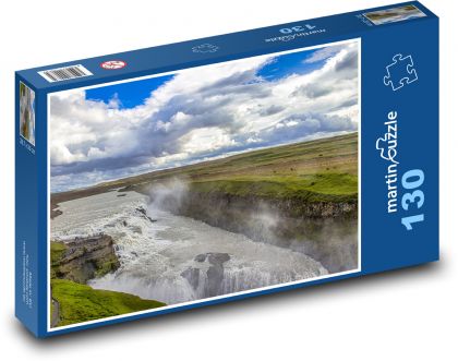 Island - vodopád - Puzzle 130 dielikov, rozmer 28,7x20 cm 