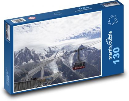 Górska kolejka linowa - Puzzle 130 elementów, rozmiar 28,7x20 cm