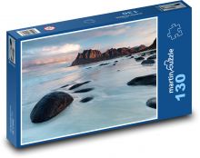 Plaża, morze, kamień Puzzle 130 elementów - 28,7x20 cm