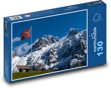 Weiße Gipfel der Schweizer Alpen Puzzle 130 Teile - 28,7x20 cm