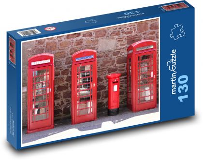 United Kingdom - telephone boxes - Puzzle 130 pieces, size 28.7x20 cm 