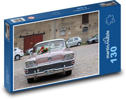 Wedding retro car - Puzzle 130 pieces, size 28.7x20 cm 